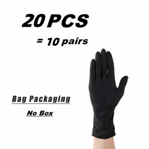 20/100PCS Black Nitrile Disposable Gloves Latex Free Textured Work Gloves for Industrial Mechanic Automotive Tattoo Cleaning