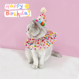 Princess Polka Dot Pet Birthday Hat Scarf Apron Decorative Ruffle Edged Dog Cat Costume Accessories Universal Pet Supplies