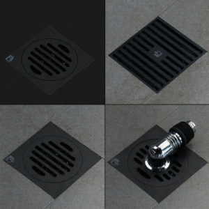 Submarine | Black Copper Odor Blocking Long Square Invisible Floor Drain