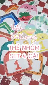 HOTIS Bộ 4 thẻ chia nhóm học tập chơi minigame - Giấy bìa ép nhưa dán bảng giáo cụ dạy học
