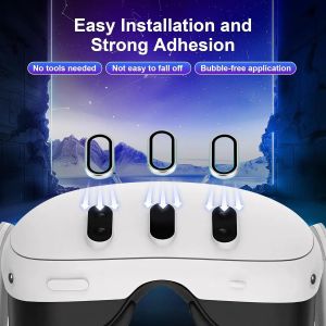 3ชิ้นเอชดีใสกันรอยขีดข่วนกระจกเทมเปอร์จอแสดงผลโฮสต์เลนส์ฟิล์มป้องกันโฮสต์เข้ากันได้กับเมตาเควส3กล้องไทเทเนียมฟิล์มเลนส์นิรภัย