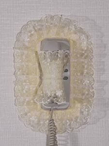 Túi Vải Chống Bụi Hình Hoa Ren Tường Điện Thoại Cửa Chuông Điện Thoại Bảo Vệ Bao Da Trang Trí Nhà Cửa Phong Cách Đồng Quê