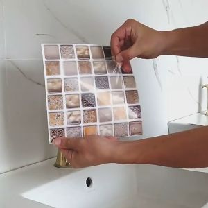 สติกเกอร์ติดผนังกระเบื้องโมเสค สติกเกอร์ติดห้องน้ำ กระเบื้องห้องน้ำ วอลเปเปอร์ครัว