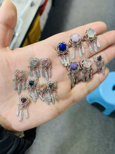 Natural Crystal Pendant Accents Half Finished Dream Catcher Heart Shaped Crystal Material Bracelet Pendants Accessories