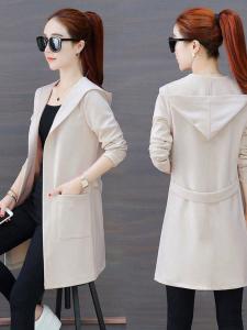 Slim Fit Mid-Length Jacket Womens Spring Autumn Fashion Korean Style Student Versatile Slimming Hooded Windbreaker Elegant