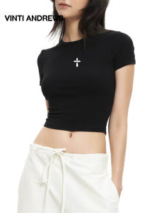 Regular Shoulders Round Neck Short Sleeve T-Shirts for Women Summer Fashion
