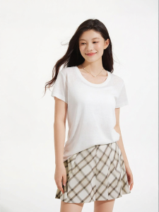 Hotwind | Womens Lyocell White U-Neck Slimming T-Shirt
