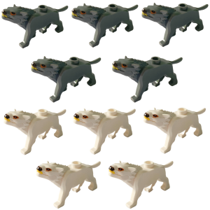 5PCS Wolves Building Blocks Set DIY Toys Dark Grey White Wolf Scene Decoration Animal City Bricks Toys for Birthday Gifts