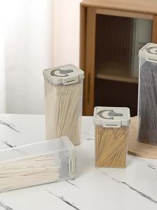 Hộp Bảo Quản Mì Kín Khí Có Tay Cầm Hộp Đựng Mì Ống Chống Ẩm Bằng Nhựa Thân Thiện Với Môi Trường Hộp Bảo Quản Thực Phẩm Tươi Trong Nhà Bếp