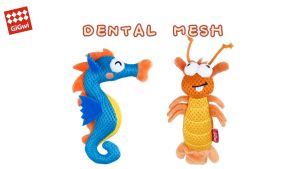[GiGwi] Dental Mesh Blue Sea Horse for Cats - Interactive and Dental-Health-Friendly Toy for Your Furry Friends!