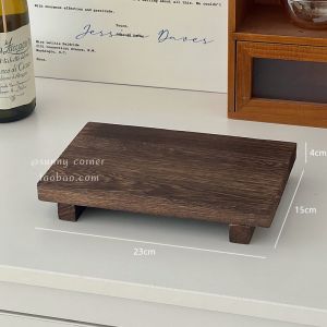 Retro Style Long Rectangle Solid Wood Storage Tray Coffee Table Desktop Organizer Box for Living Room Miscellaneous Items