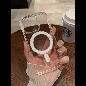 MagSafe Magnetic Clear Acrylic Hard Airbag Anti-fall Phone Case Untuk iPhone 16 & Lainnya