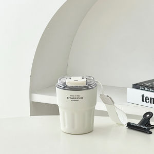 Portable Mini Stainless Steel Insulated Coffee Cup with Straw Cold Preservation New Model Simple High Aesthetic Value Water Cup