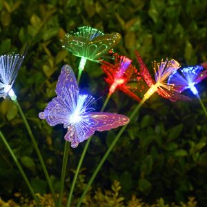 Garden Solar Butterfly Lights Outdoor 6LED Decor Light Waterproof Stake Lights For Yard Pathway Patio
