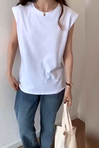 Muuv-It Loose Round Neck Women Vest Strap Wide Sleeve Top Outdoor Wear Inner Match Spring Summer