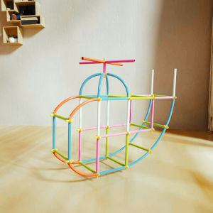 บล็อกตัวต่อฟางอัจฉริยะสำหรับเด็กบ้านปราสาท DIY ของเล่นเด็กผู้หญิงปลั๊กชุดประกอบชุดของเล่นเพื่อการศึกษา