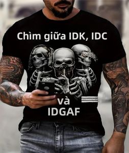 Áo Thun Nam In Họa Tiết Đầu Lâu 3D Chất Liệu Polyester Nhẹ Thoáng Khí Mùa Hè Kiểu Dáng Thường Ngày Cổ Tròn Tay Dài Nhanh Khô Thấm Hút Mồ Hôi