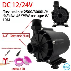เงียบมอเตอร์ไร้แปรง DC12V 24V 2500 ~ 3000L/H เครื่องทําน้ําอุ่น Booster ปั๊มยกสูงสุด 10M สามารถติดตั้งอะแดปเตอร์ EU