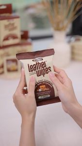 Khăn ướt vệ sinh dưỡng bóng giày da túi da ví da Leather EcoWipes gói 25 tờ hương quế khử mùi lau siêu sạch