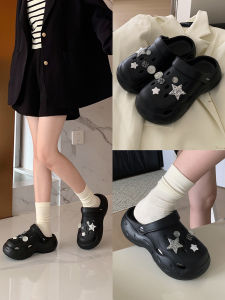 Sweet Cool Star Hollow out Sandals Women Summer EVA Thick Bottom Outdoor Wearable Slippers Head Covering Clogs Trendy