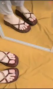 EL STORE - Wedges PRISSA Sandal Wanita Model Hak Tebal Variasi Rantai IMT Sendal Empuk Nyaman