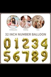 Golden Aluminum Film Digital Balloon Birthday Scene Layout Decoration 32 Inches Large Size 0-9生日数字气球