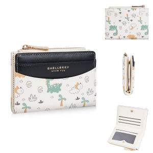 Baellerry Cartoon Style Short Wallet for Girls Cute PU Leather Multiple Card Slots Zipper Coin Purse Billfold Student Gift