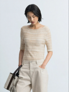 Short Sleeve Striped Knitted Top