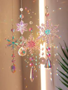 Sun Catcher Crystal Ornament Rainbow Shadow Window Christmas Tree Decoration Dream Catcher Colorful Snowflake Modern Simplicity