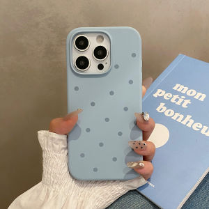 Ins Korean Simple Polka Dot Liquid Silicone Full Cover Protection Anti-fall Phone Case for 15 14 13 New Model 15Promax 16Pro Max Beautiful Phone Cover