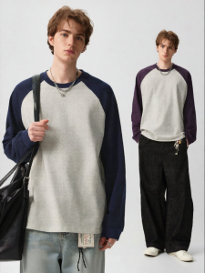 JEENSYIU | Áo Thun Nam Raglan Tay Dài Form Rộng Thấm Hút Mồ Hôi Cotton