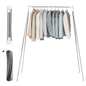 Foldable Travel Clothes Drying Rack Floor Stand Stainless Steel Portable Clothes Garment Rack Retractable Household Outdoor