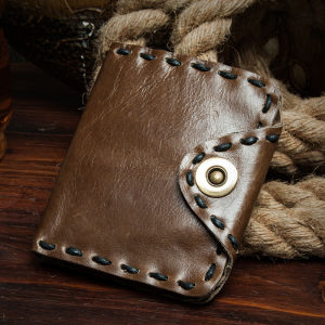 Mantime | Handmade Leather Wallet for Men Short Style Woven