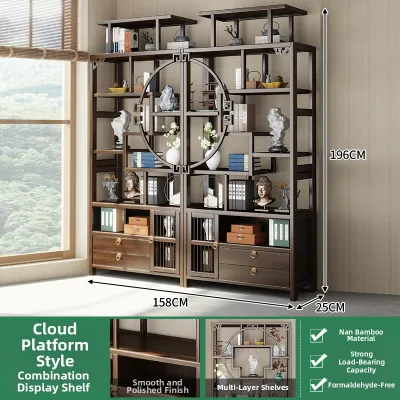 YONGJUE | New Chinese Style Teahouse Display Shelving Unit Non-Solid Wood Partition Cabinet