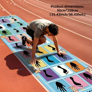 Hand Foot Hopscotch Game Mat Colorful Palm Footprint Floor Play Rug for Adult Team Building Outdoor Party Interactive Game