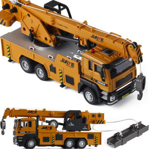 Alloy Crane Truck Toy for Boys Metal Engineering Car Model Sound And Light Simulation Childrens Play Vehicle Collectible Model