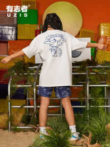 UZIS | Sporty American Style Dove Printed Crewneck Cotton T-shirt