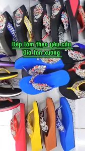 Dép xốp xỏ ngón quai kẹp nữ đính đá đế cao su cứng chống trơn trượt cao thấp đa dạng siêu nhẹ êm ái chắc chắn thời trang