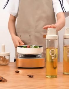500ml Oil Pot Household Kitchen Glass Automatic Opening and Closing Household Gravity Leak-proof Soy Sauce Vinegar Seasoning Bottle Oil Bottle Oil Tank
