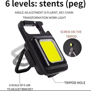 【Germany Material】Multifunctional USB Rechargeable COB Work Lamp Mini Keychain LED Light for Outdoor Camping Fishing Night Security Flashlight