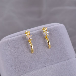 925 Sterling Silver Flower Earrings Womens Fashionable Summer 2024 New Style Small Zircon Elegant Ear Jewelry Clip-On