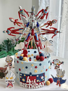 จักรยานยนต์ไฟฟ้าหมุนได้ ตกแต่งเค้กฮีโร่ โมเดลเรือพยาบาลสุดเท่สำหรับวันเกิดเด็กผู้ชาย เครื่องประดับตกแต่ง