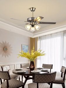 Lampu Kipas Angin 42 inch 52 inch Kipas Baling Kristal Lampu Gantung Plafon Lampu Hias Ceiling Fan Ruang Makan Ruang Tamu Kamar Tidur Cafe E27 Bohlam Tarikan Rantai Remote Control MOOISHC - Lazada