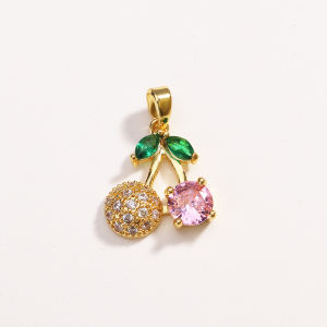 Full Zircon Lemon Cherry Strawberry Fruit Diy Pendant Fashion Sweet Luxury Choker Charms Necklace Accessories Jewelry Party Gift