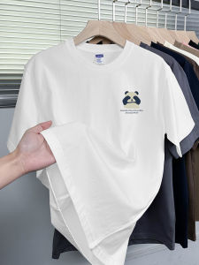 Áo Thun Cotton Nguyên Chất Mỹ 260g Nam Tay Ngắn Cổ Tròn in Hình Gấu Mùa Hè Tay Lửng Cotton Nguyên Chất Áo Thun Thể Thao Thường Ngày