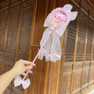 Glowing Magic Wand for Girls Butterfly Knot Stage Show Fairy Stick Princess Gift Handmade Wand Childrens Party Performance Supplies
