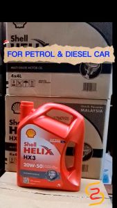 S2U Original Shell Helix HX3 Engine Oil 20W50 4Liter For Proton Perodua Honda Toyota Minyak Hitam Kereta Myvi Wira Waja
