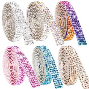 1Yard Self Adhesive Crystal Rhinestone Sticker Diamond Ribbon DIY Sticker Rhinestones Arts Crafts Car Phone Decoration 4 Rows
