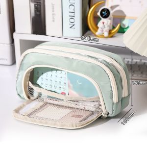 Girls Large Capacity Pencil Case 2025 New Style Stationery Box Junior High School Multi-layer Pure Color Simple Ins Popular