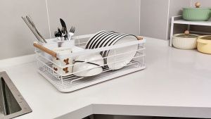 ชั้นวางชามระบายน้ำ ชั้นวางจาน ชั้นวางอ่างล้างจาน ตู้เคาน์เตอร์ครัว ชั้นวางชามและตะเกียบสำหรับระบายน้ำ